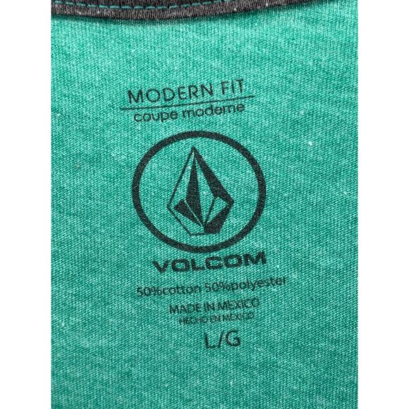 VOLCOM Men's Green Interference Crewneck Short Sleeve Modern Fit T-Shirt SZ L - Picture 9 of 10